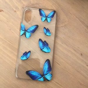 clear blue butterfly iPhone XS case